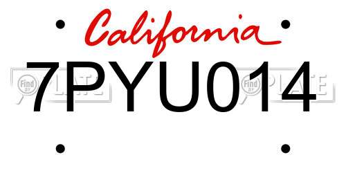 7PYU014 California License Plate