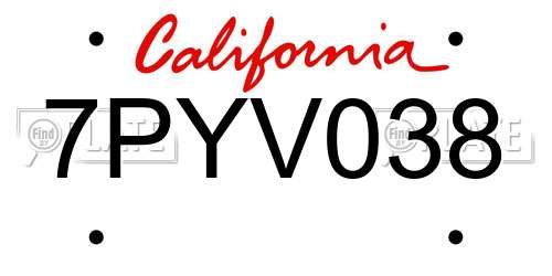 7PYV038 California License Plate