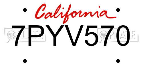 7PYV570 California License Plate