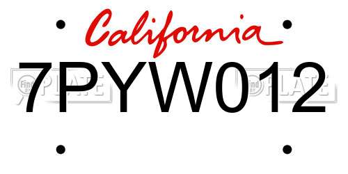 7PYW012 California License Plate