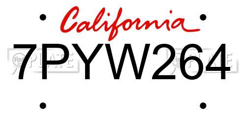 7PYW264 California License Plate