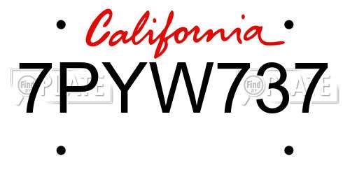 7PYW737 California License Plate