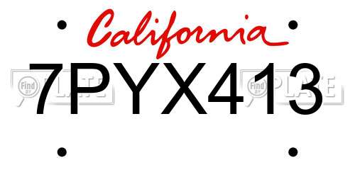 7PYX413 California License Plate