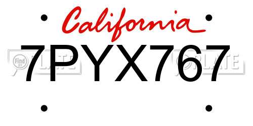 7PYX767 California License Plate