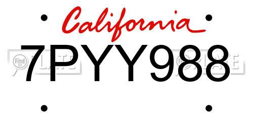 7PYY988 California License Plate