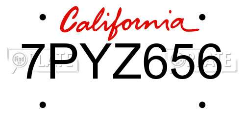 7PYZ656 California License Plate