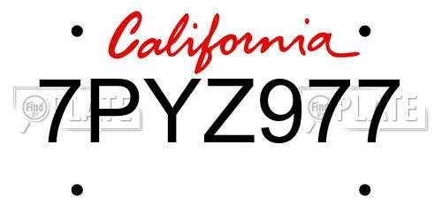 7PYZ977 California License Plate
