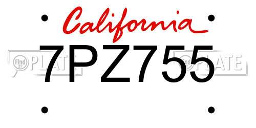 7PZ755 California License Plate