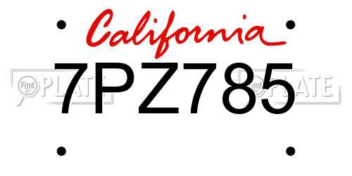 7PZ785 California License Plate