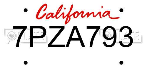 7PZA793 California License Plate