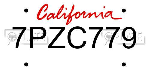 7PZC779 California License Plate