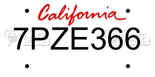7PZE366 California License Plate