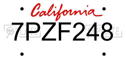 7PZF248 California License Plate