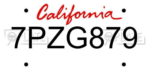 7PZG879 California License Plate