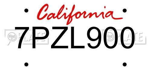 7PZL900 California License Plate