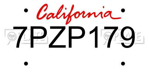7PZP179 California License Plate