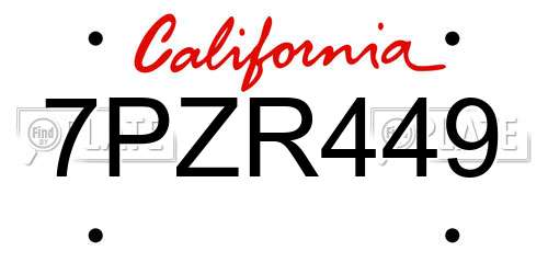 7PZR449 California License Plate