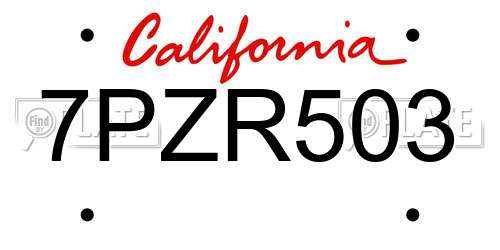 7PZR503 California License Plate