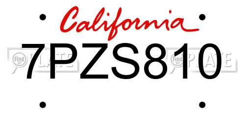 7PZS810 California License Plate