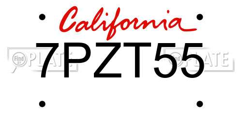 7PZT55 California License Plate