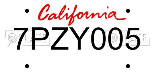 7PZY005 California License Plate