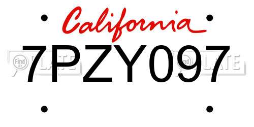 7PZY097 California License Plate