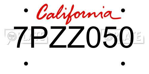 7PZZ050 California License Plate