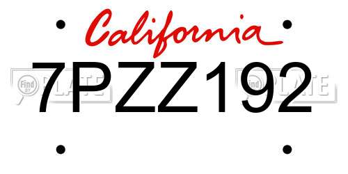 7PZZ192 California License Plate