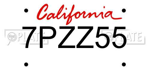 7PZZ55 California License Plate