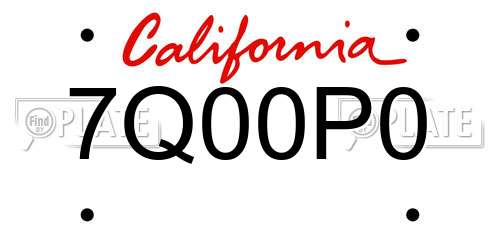 7Q00P0 California License Plate