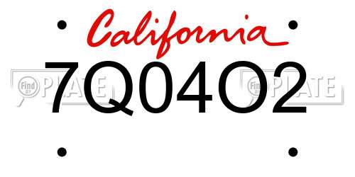 7Q04O2 California License Plate