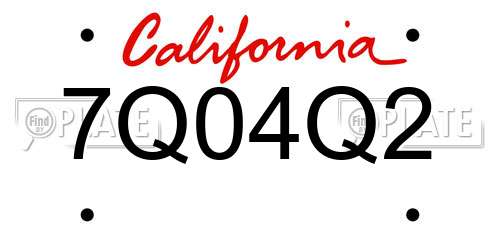 7Q04Q2 California License Plate
