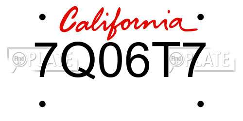 7Q06T7 California License Plate