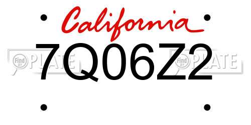 7Q06Z2 California License Plate
