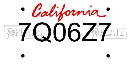 7Q06Z7 California License Plate