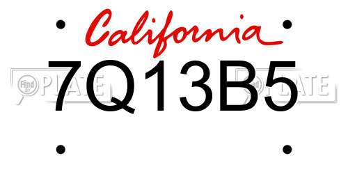 7Q13B5 California License Plate