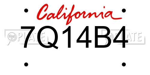 7Q14B4 California License Plate