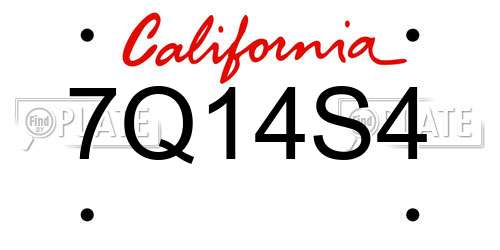 7Q14S4 California License Plate