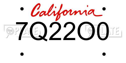7Q22O0 California License Plate
