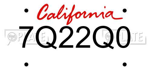 7Q22Q0 California License Plate