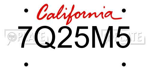 7Q25M5 California License Plate