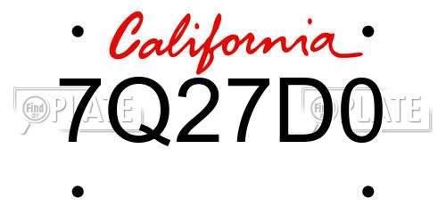 7Q27D0 California License Plate