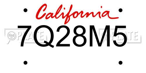 7Q28M5 California License Plate