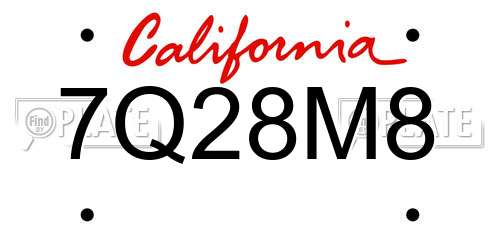 7Q28M8 California License Plate