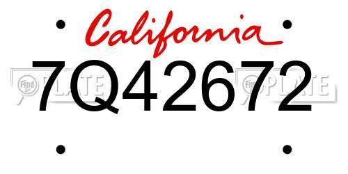 7Q42672 California License Plate