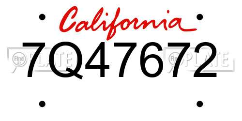 7Q47672 California License Plate