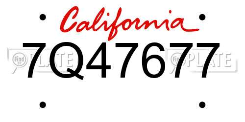 7Q47677 California License Plate