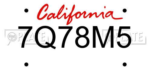 7Q78M5 California License Plate