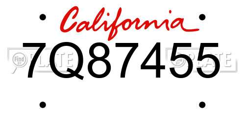 7Q87455 California License Plate