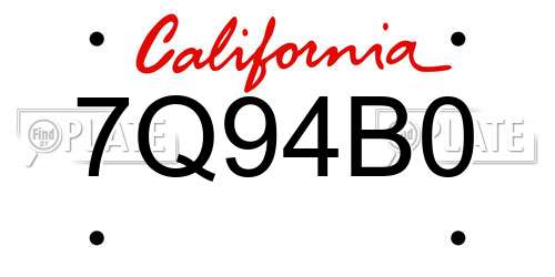 7Q94B0 California License Plate